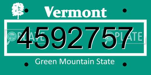 4592757 Vermont License Plate