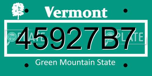 45927B7 Vermont License Plate