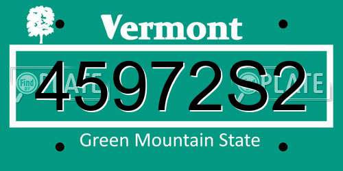 45972S2 Vermont License Plate