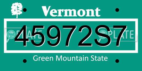 45972S7 Vermont License Plate