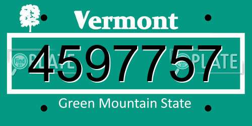 4597757 Vermont License Plate
