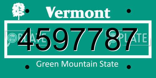 4597787 Vermont License Plate