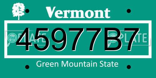 45977B7 Vermont License Plate
