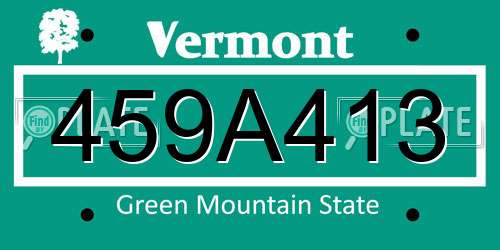 459A413 Vermont License Plate