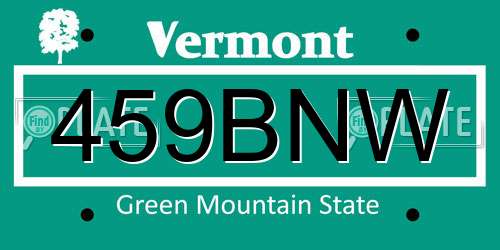 459BNW Vermont License Plate
