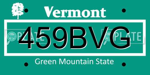 459BVG Vermont License Plate