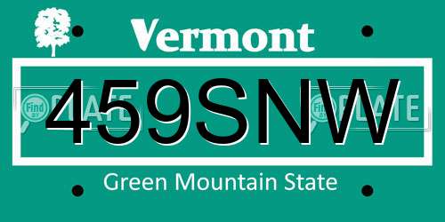 459SNW Vermont License Plate