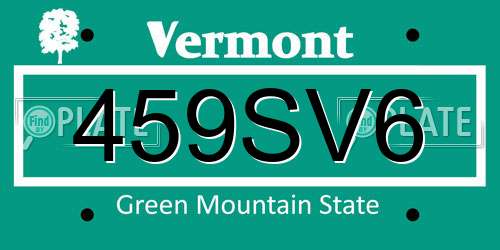 459SV6 Vermont License Plate