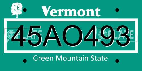 45AO493 Vermont License Plate
