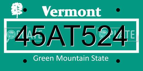 45AT524 Vermont License Plate