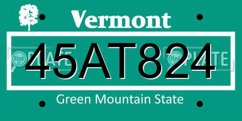 45AT824 Vermont License Plate