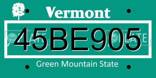 45BE905 Vermont License Plate