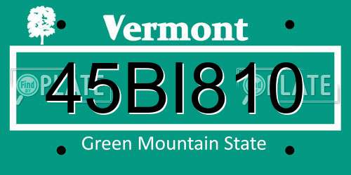 45BI810 Vermont License Plate
