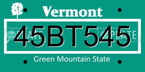 45BT545 Vermont License Plate
