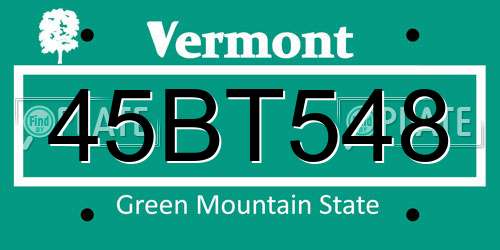 45BT548 Vermont License Plate