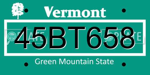 45BT658 Vermont License Plate
