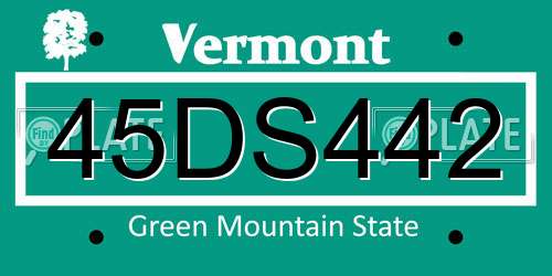 45DS442 Vermont License Plate