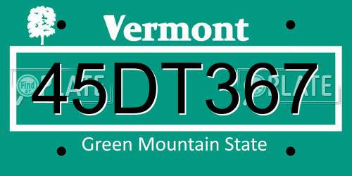 45DT367 Vermont License Plate