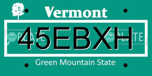 45EBXH Vermont License Plate
