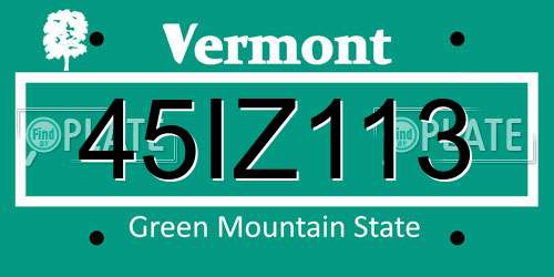 45IZ113 Vermont License Plate