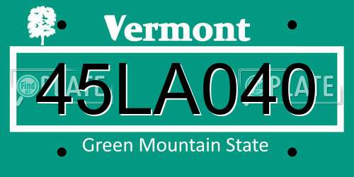 45LA040 Vermont License Plate