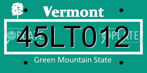 45LT012 Vermont License Plate