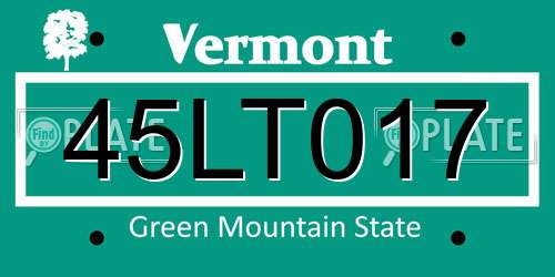 45LT017 Vermont License Plate
