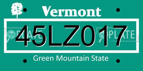 45LZ017 Vermont License Plate