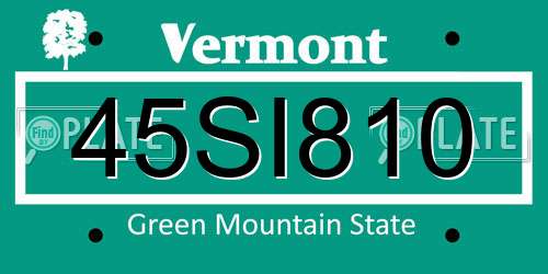 45SI810 Vermont License Plate