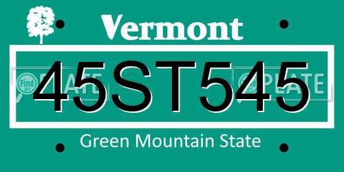 45ST545 Vermont License Plate