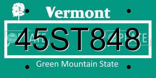 45ST848 Vermont License Plate