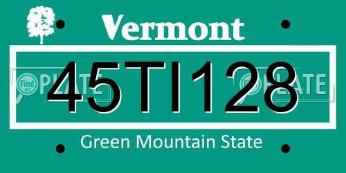 45TI128 Vermont License Plate