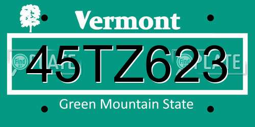 45TZ623 Vermont License Plate
