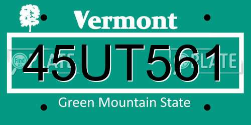 45UT561 Vermont License Plate