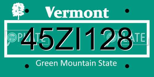 45ZI128 Vermont License Plate