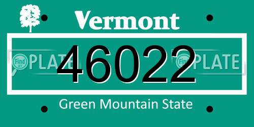 46022 Vermont License Plate
