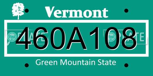 460A108 Vermont License Plate