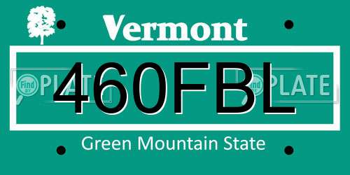 460FBL Vermont License Plate