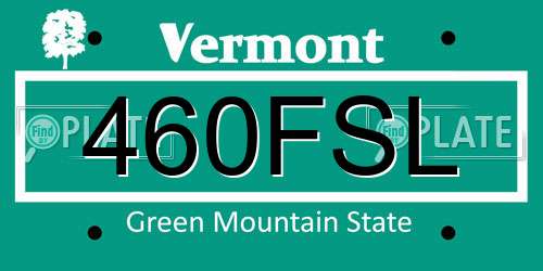 460FSL Vermont License Plate