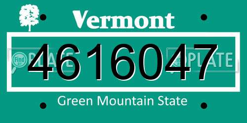 4616047 Vermont License Plate