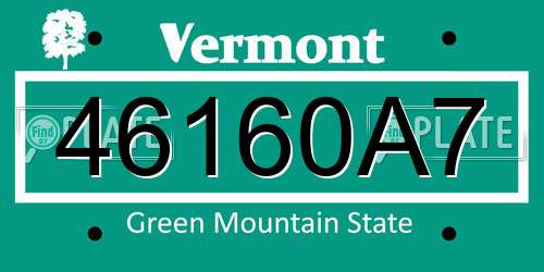 46160A7 Vermont License Plate