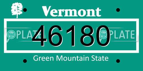 46180 Vermont License Plate