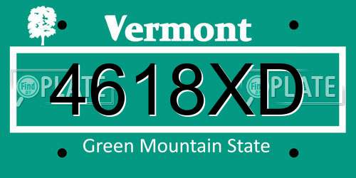 4618XD Vermont License Plate