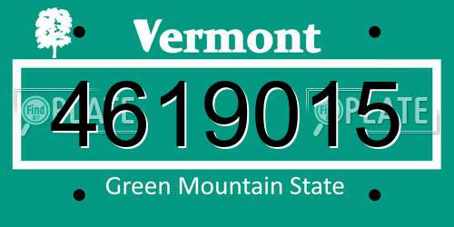 4619015 Vermont License Plate