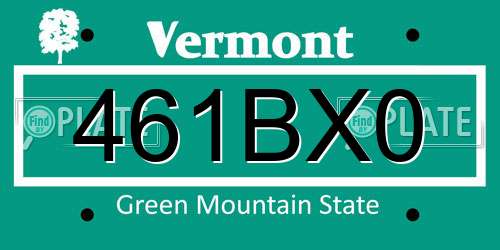 461BX0 Vermont License Plate