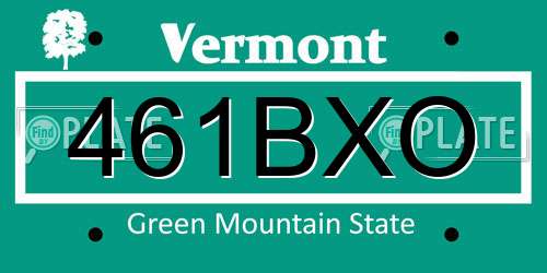 461BXO Vermont License Plate