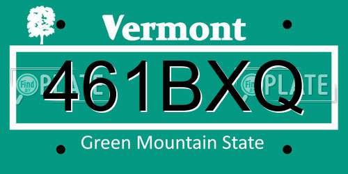 461BXQ Vermont License Plate