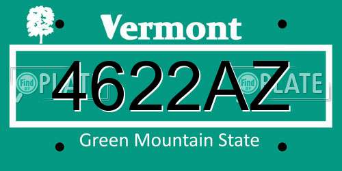 4622AZ Vermont License Plate