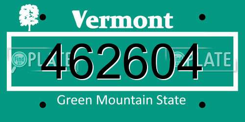 462604 Vermont License Plate