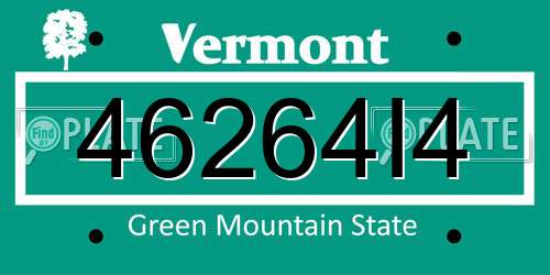 46264I4 Vermont License Plate